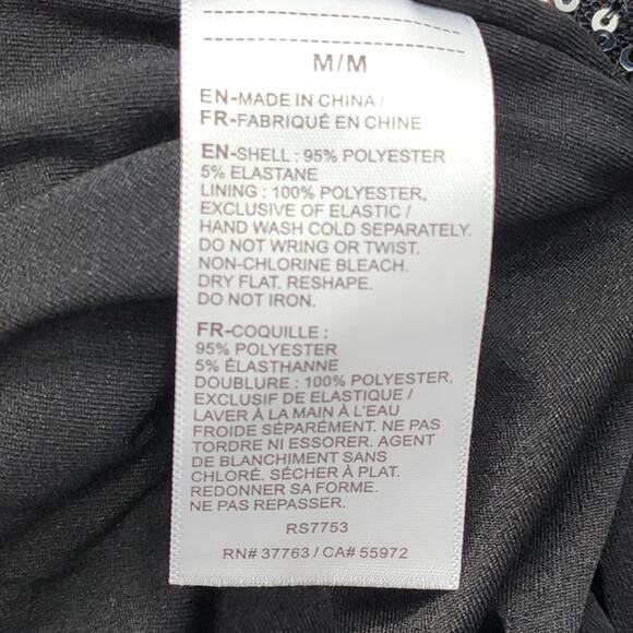 Rafaella Skirt Womens M Black Silver Sequin Midi Pull On Stretch Side Slit Party - Picture 5 of 9